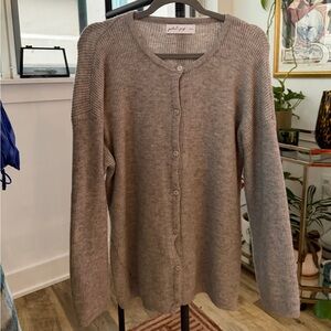 PETAL + PUP Gray Ribbed Button-down Sweater